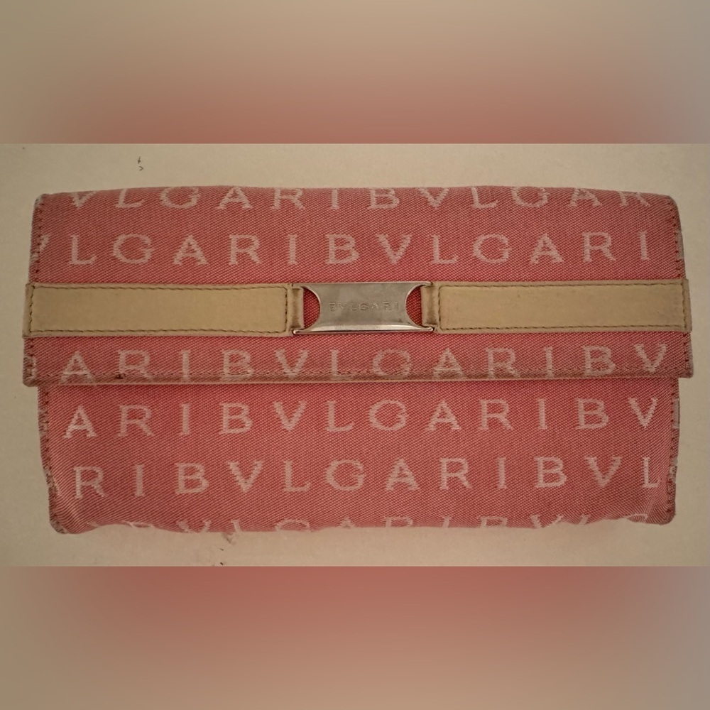 Bvlgari Logo Canvas Pink Monogram Long Wallet